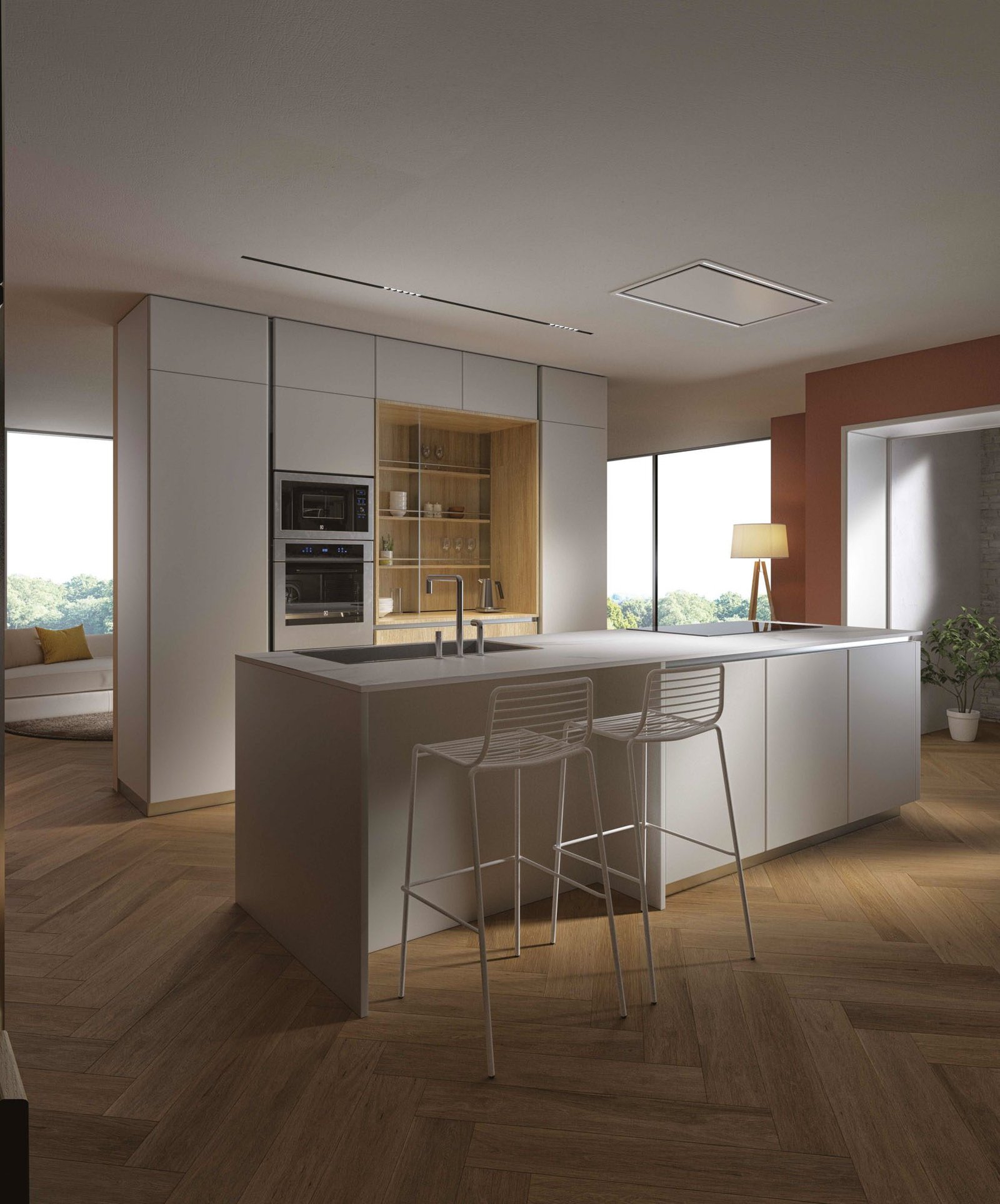 Cucina a isola con top snack e boiserie - immagine 4