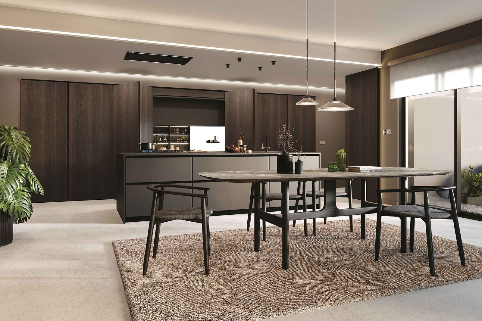 Cucina a isola con colonne - immagine 7