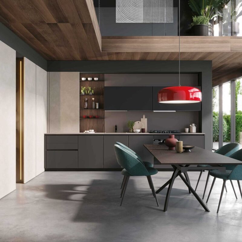 Cucina angolare con colonne a terra
