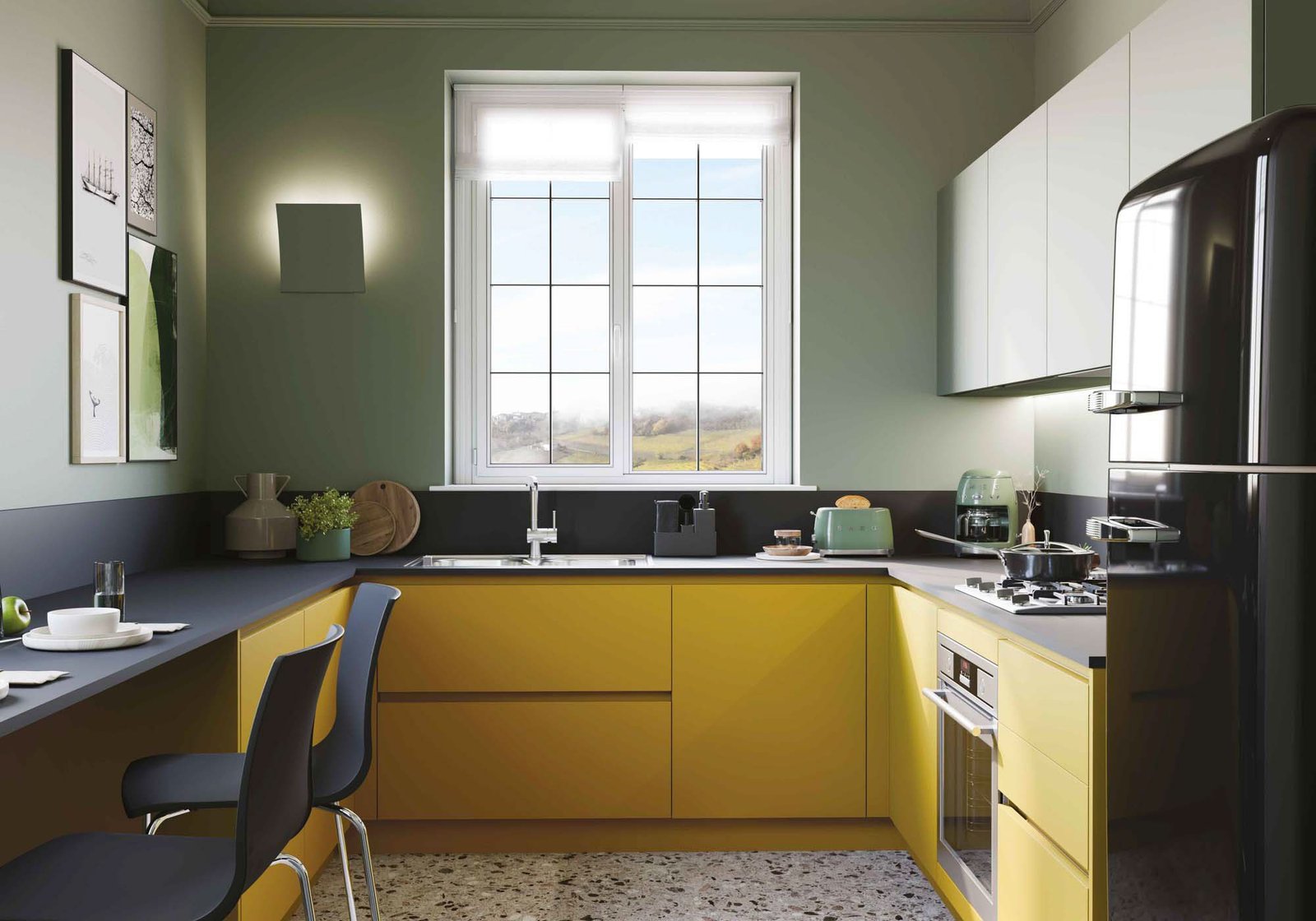 Cucina con doppio angolo