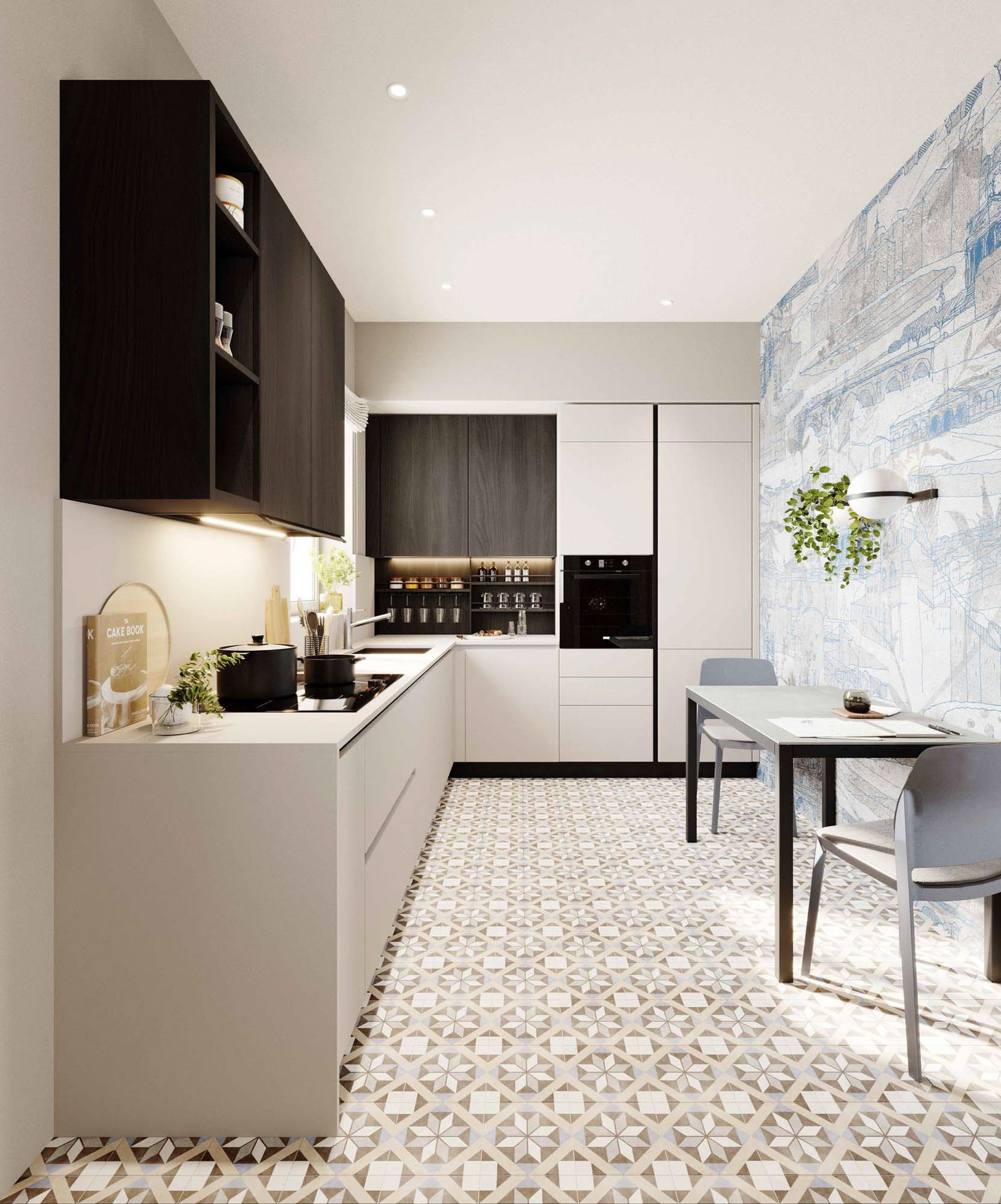 Cucina angolare con colonne in nobilitato - immagine 4