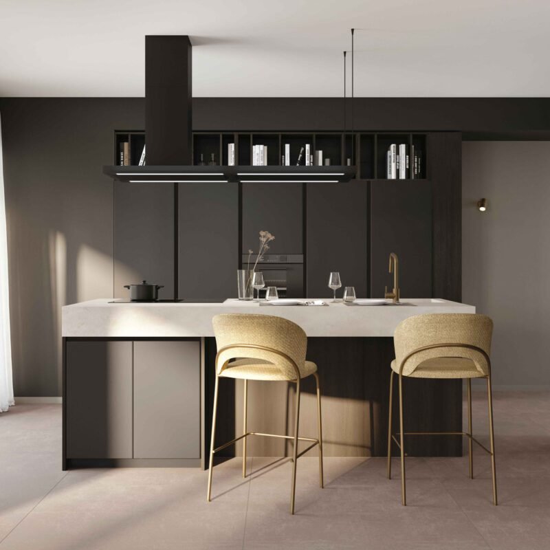 Cucina a isola in PET nero
