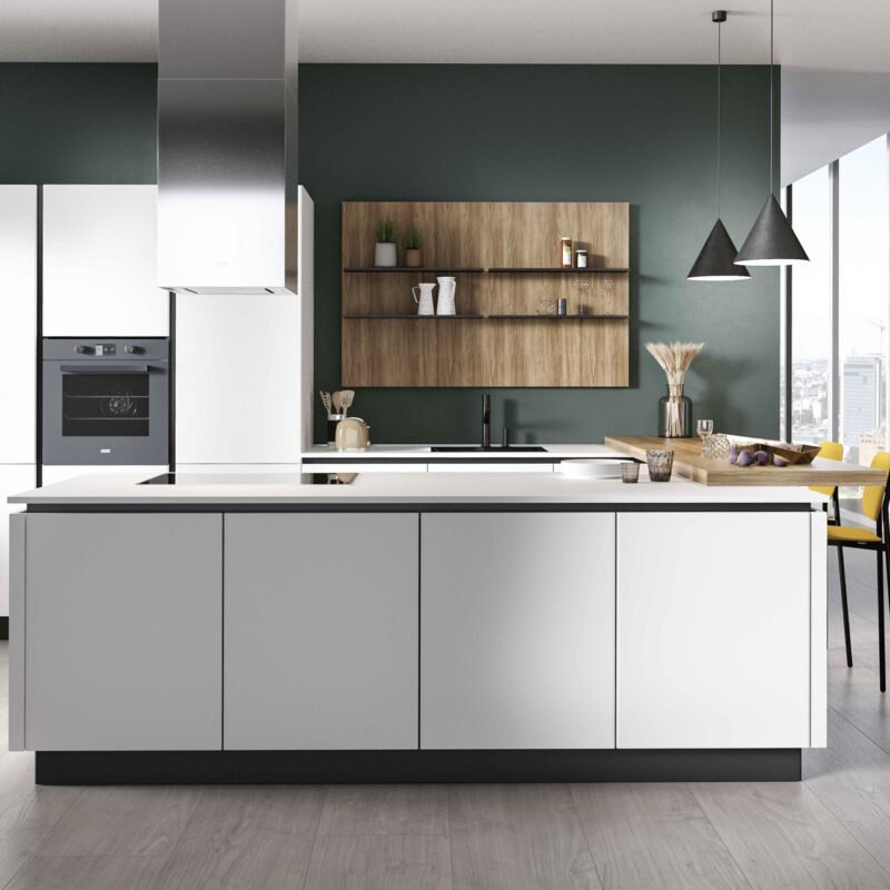 Cucina a isola bianco opaco