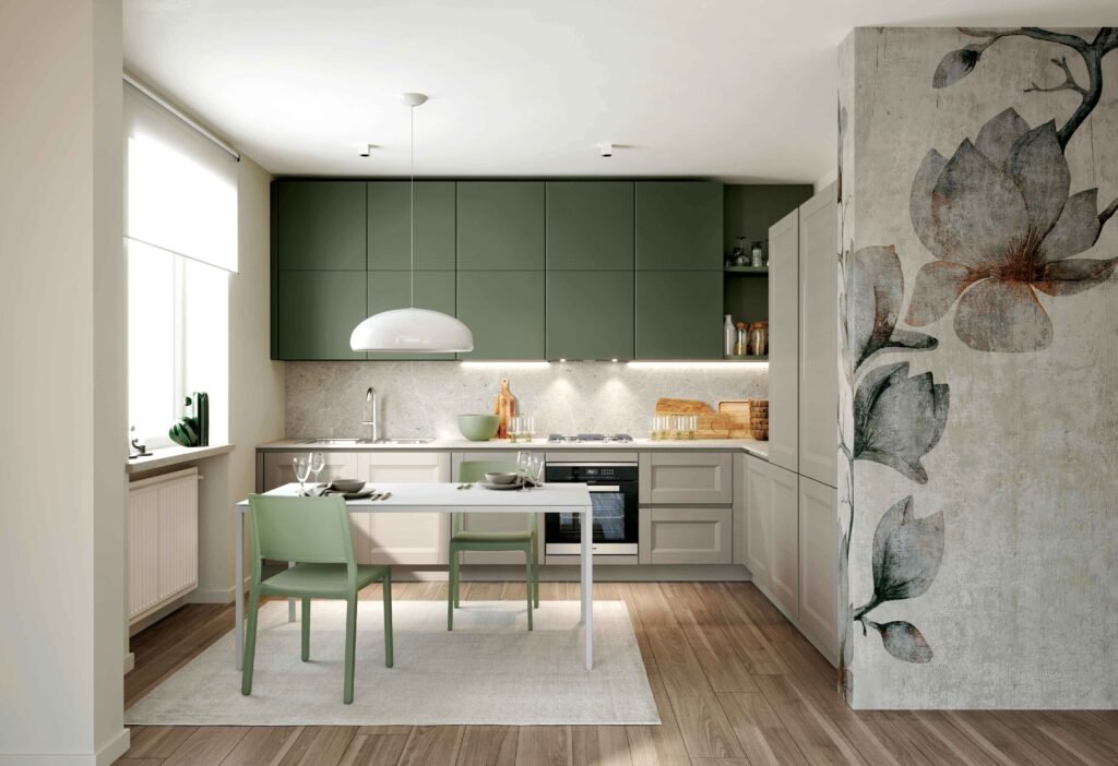 cucina-ada-angolare-con-pensili-doppi-verdi-particolare-lavello-vista-complessiva