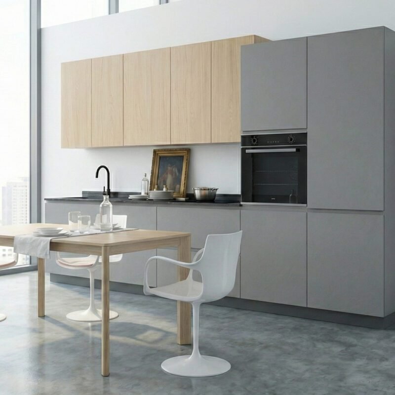 Cucina Jane Lineare da 360 cm con pensili in vero legno