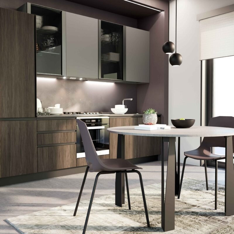 Cucina Taking lineare con vetrine Teka