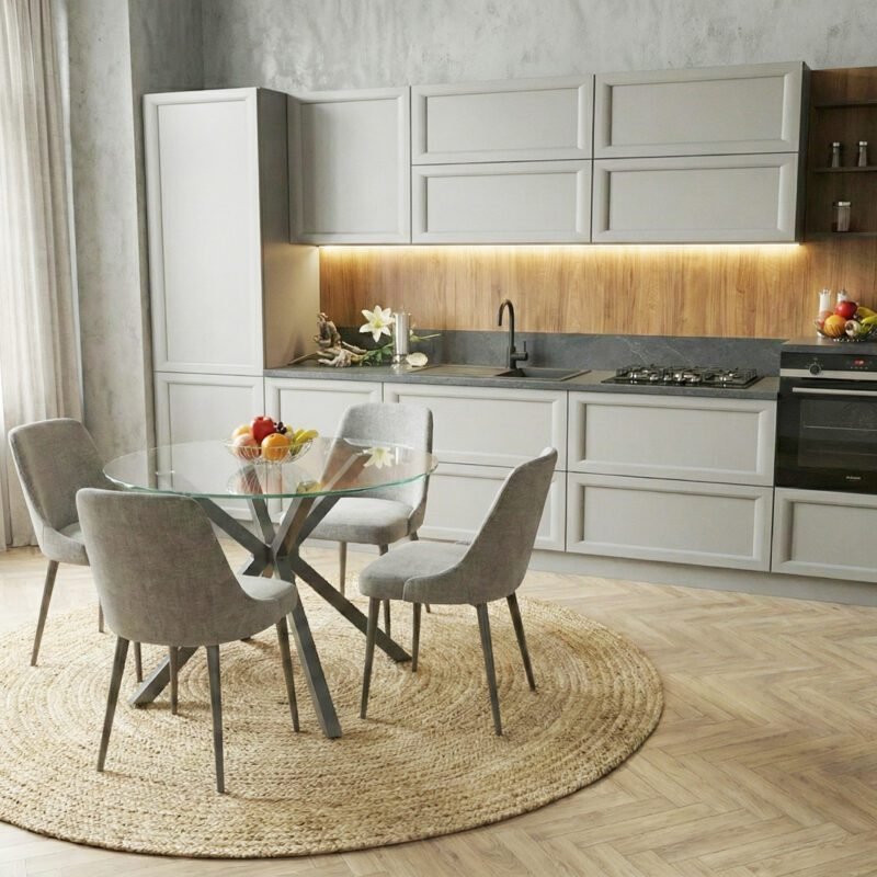 Cucina Brera lineare con pannelli Noce fulvo